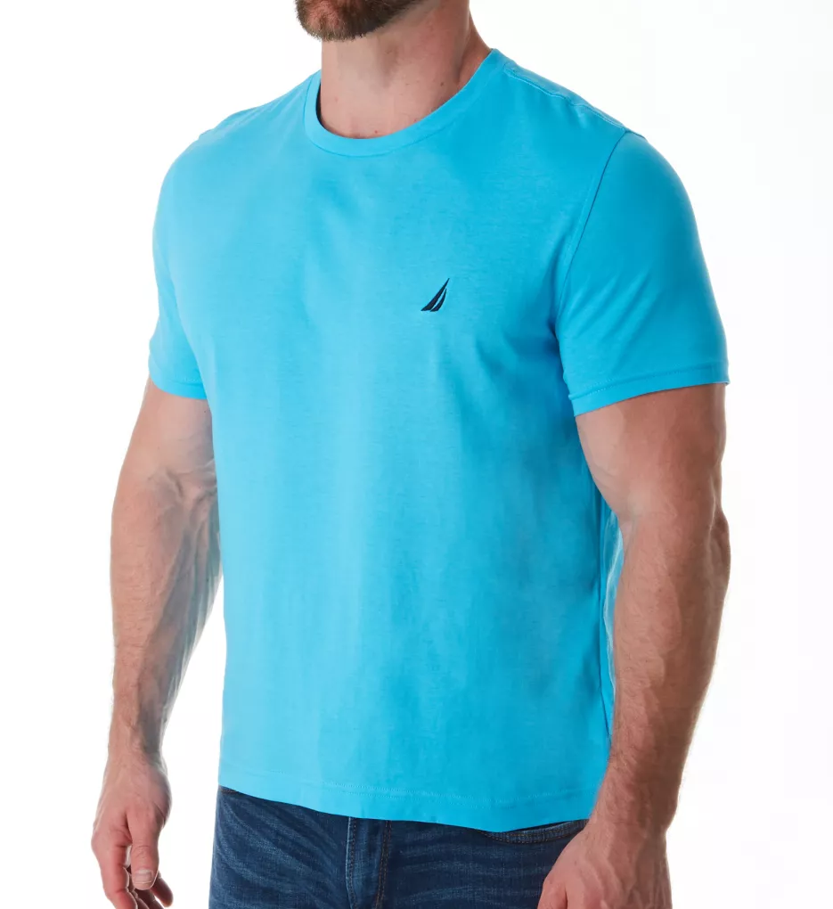 Solid Crew Neck Short Sleeve T-Shirt MirBlu L