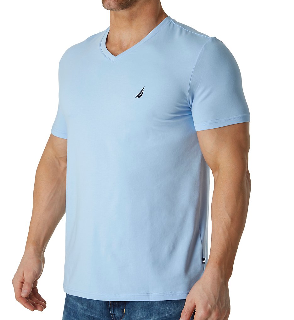Nautica V71008 Short Sleeve V-Neck T-Shirt (Noon Blue)