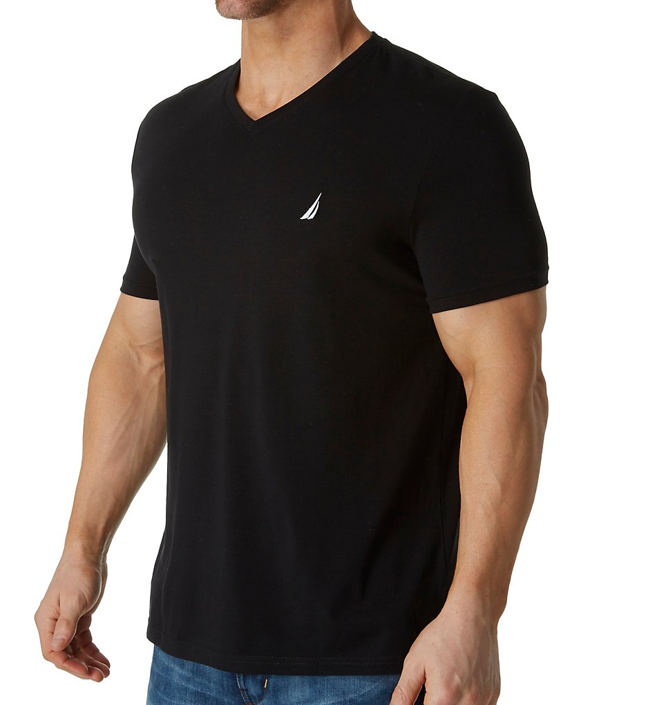 Nautica V71008 Short Sleeve V-Neck T-Shirt (True Black)
