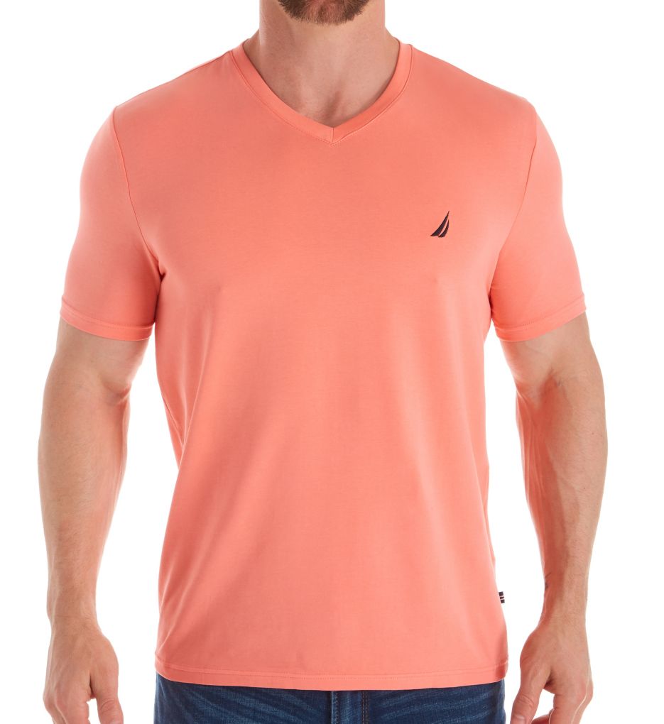 Solid V-Neck Short Sleeve T-Shirt-fs