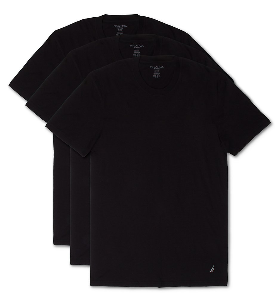 Nautica X60305 Cotton Crew Neck T-Shirt - 3 Pack (Black)