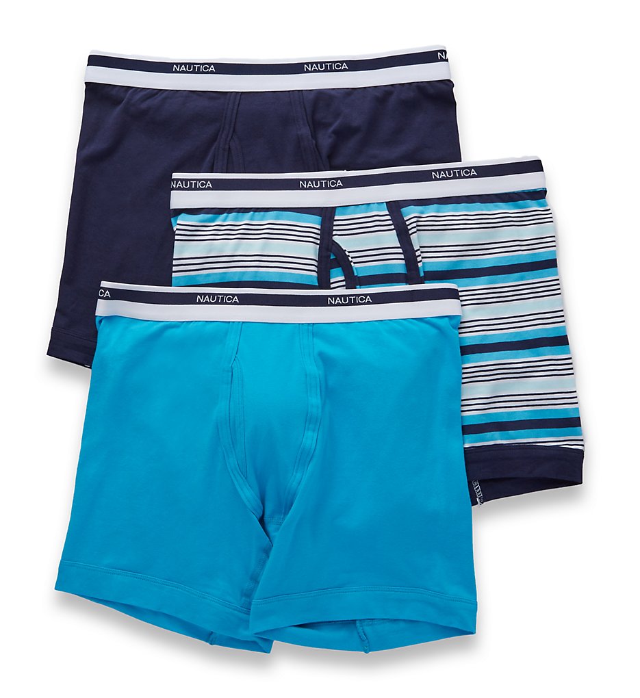Nautica X61304 Stretch Boxer Briefs - 3 Pack (Blue/Peacoat/Stripe)