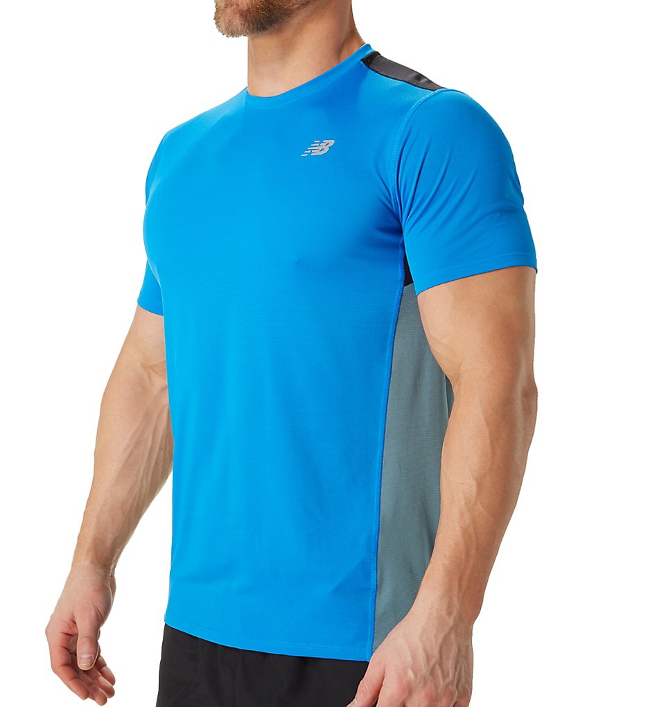 New Balance MT53061 Accelerate Short Sleeve Performance Shirt (Electric Blue/Black)