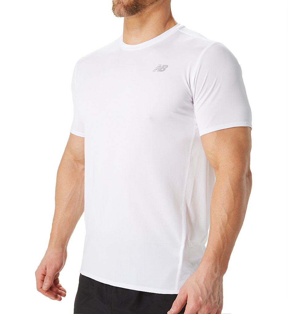 New Balance MT53061 Accelerate Short Sleeve Performance Shirt (White)