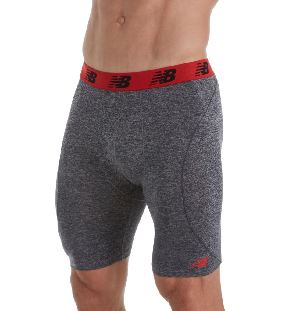 NB Flex Performance 6 Inch Boxer Brief Black Heather/Red S by New Balance
