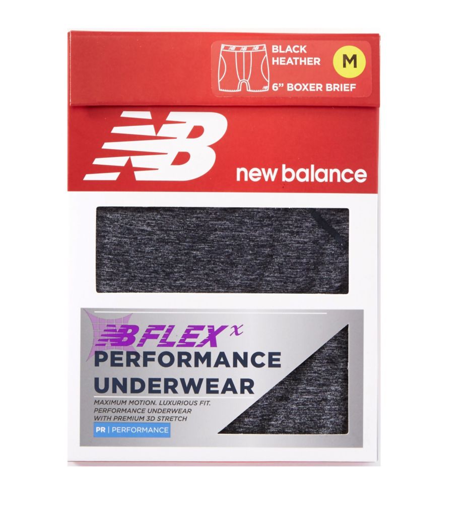 NB Flex Performance 6 Inch Boxer Brief Black Heather/Red S by New