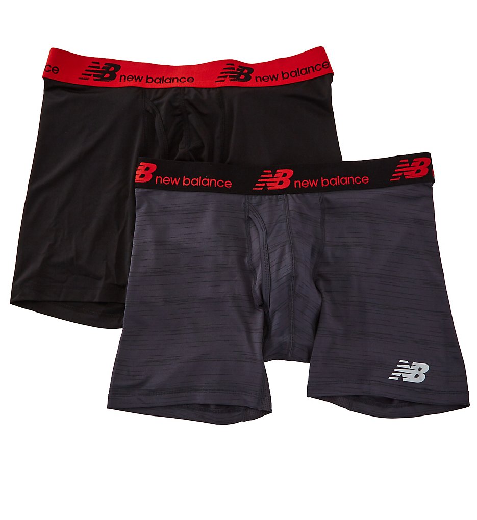 New Balance NB1005 Dry And Fresh Performance 6 Boxer Briefs - 2 Pack (Black/Striated Grey)