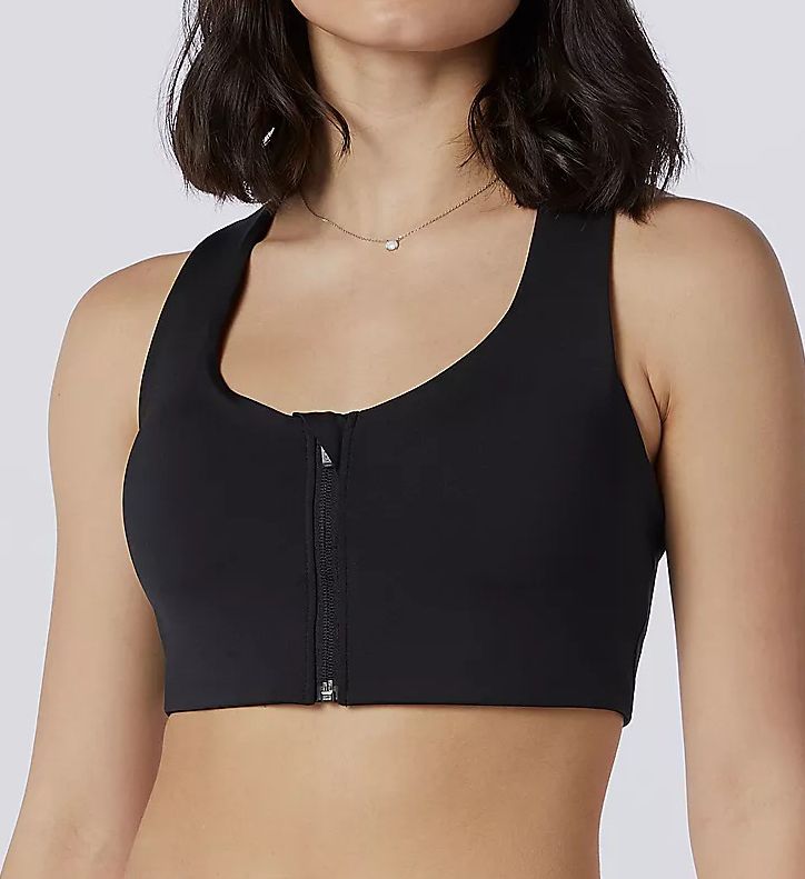 New Balance Women's Seamless MID Impact Zip Front Sport Bra with Removable  Pads