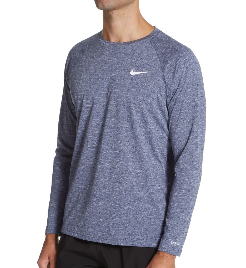 Nike Essential Long Sleeve Hydroguard Swim Shirt UPF40+ Navy Medium