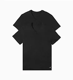 Everyday Cotton V-Neck T-Shirts - 2 Pack BLK S