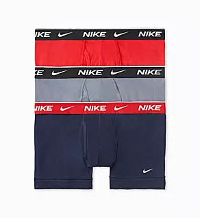 Essential Cotton Stretch Trunk - 3 Pack Obsidian/Cool Grey/Red S
