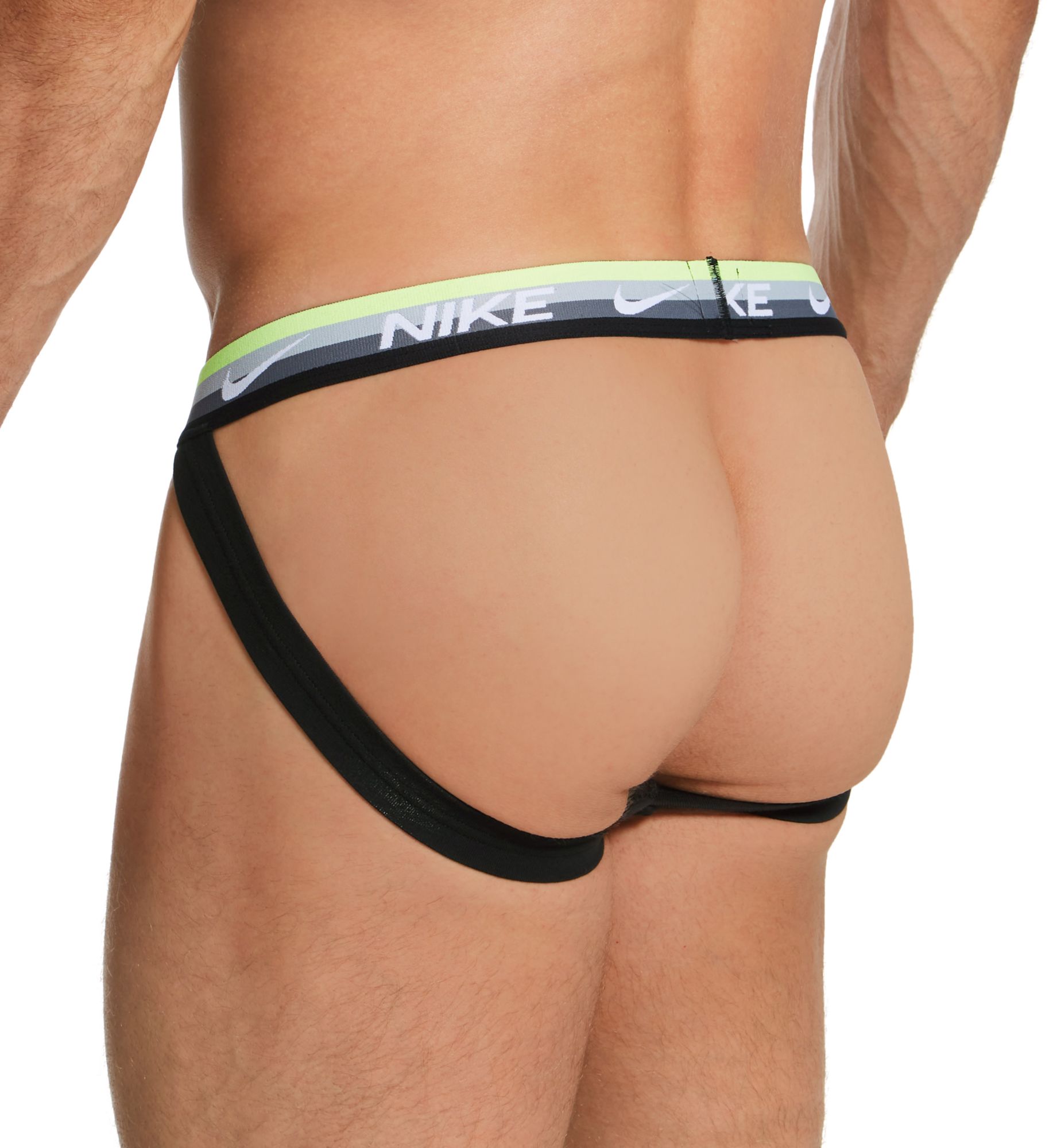 Nike Essential Cotton Stretch Jockstrap - 3 Pack Black/Stripe/Grey XL  - Image 2