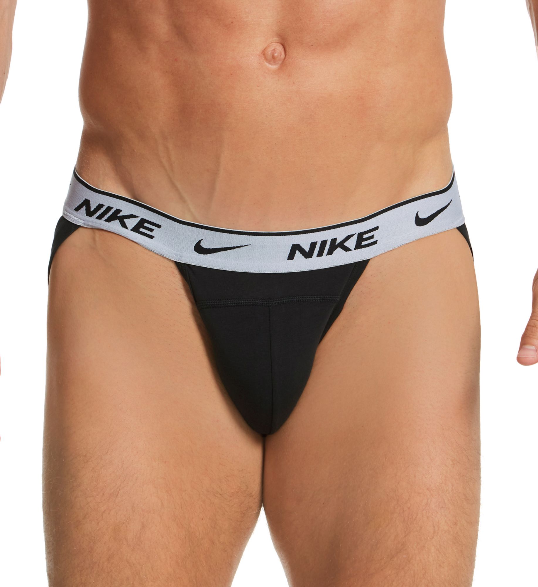 Nike Essential Cotton Stretch Jockstrap - 3 Pack Black/Stripe/Grey XL  - Image 1