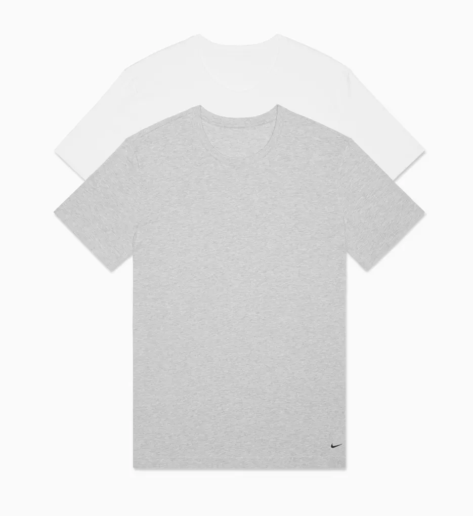 Essential Cotton Crew Neck T-Shirt - 2 Pack Grey Heather/White S