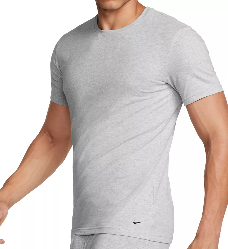 Essential Cotton Crew Neck T-Shirt - 2 Pack Grey Heather/White 2XL