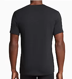 Essential Cotton Stretch V-Neck T-Shirt - 2 Pack Black XL