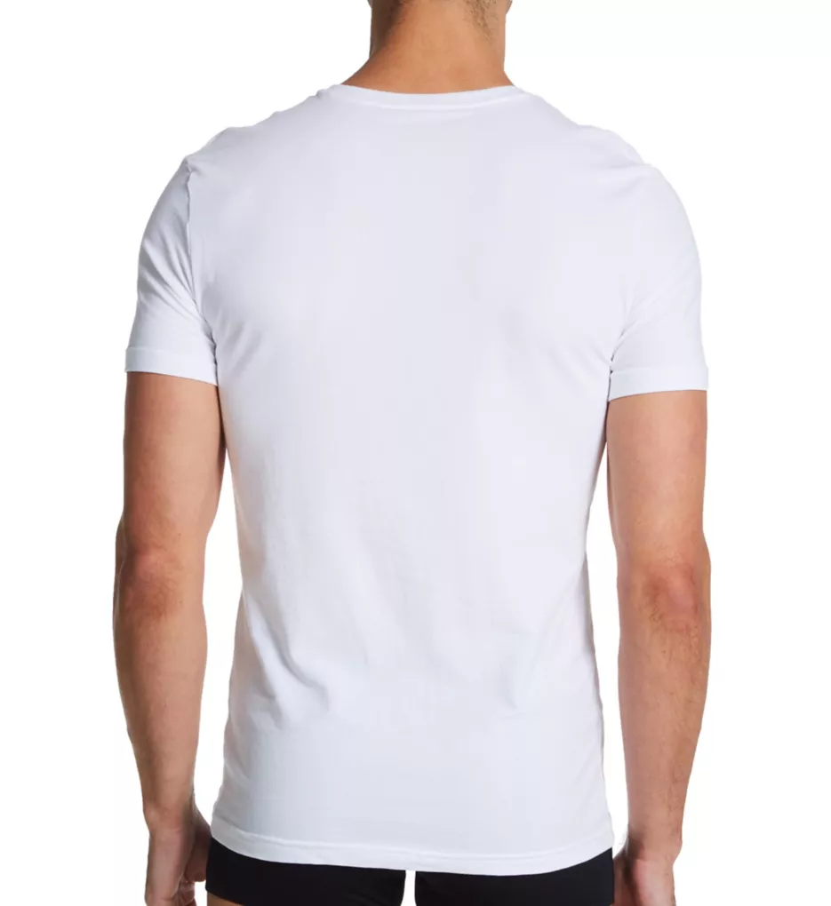Essential Cotton Stretch V-Neck T-Shirt - 2 Pack White L