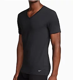 Essential Cotton Stretch V-Neck T-Shirt - 2 Pack BLK XL