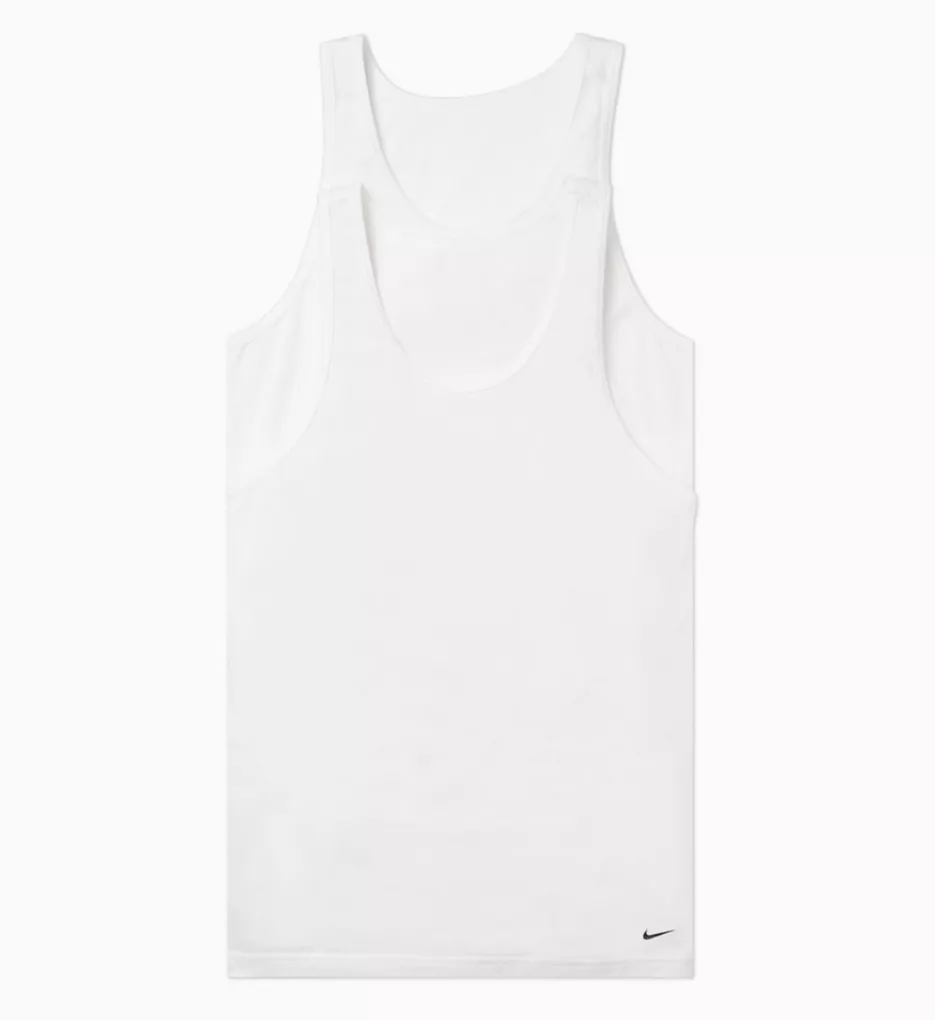 Essential Cotton Stretch Tank - 2 Pack WHT S