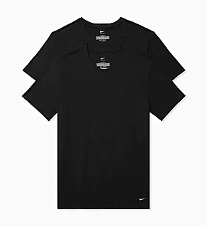 Essential Cotton Stretch Crew Neck - 2 Pack Black XL