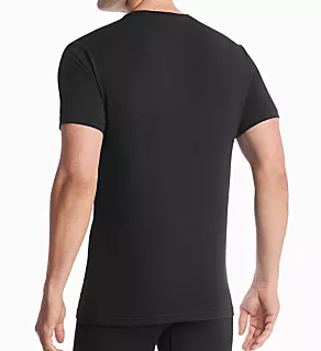 Essential Cotton Stretch Crew Neck - 2 Pack Black XL