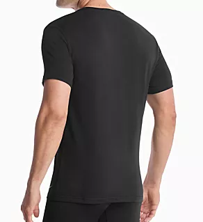 Essential Cotton Stretch V Neck - 2 Pack Black XL