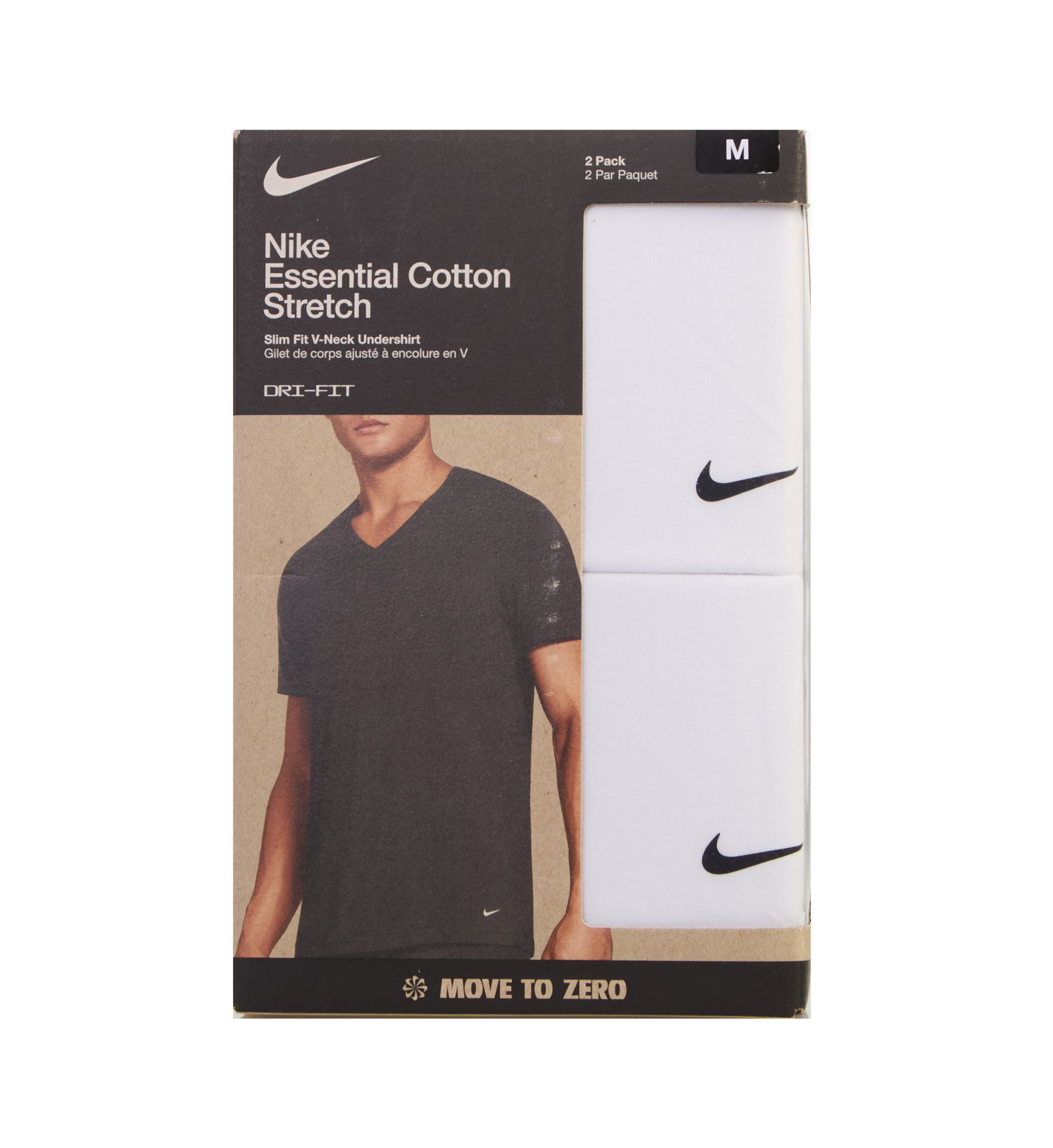 Nike Essential Cotton Stretch V Neck - 2 Pack KE1303 - Image 3