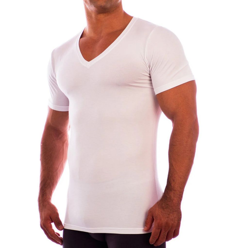 Image of Deep V Neck Short Sleeve Undershirt