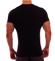 Deep V Neck Short Sleeve Undershirt BLK S