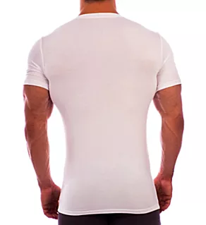 Deep V Neck Short Sleeve Undershirt White S