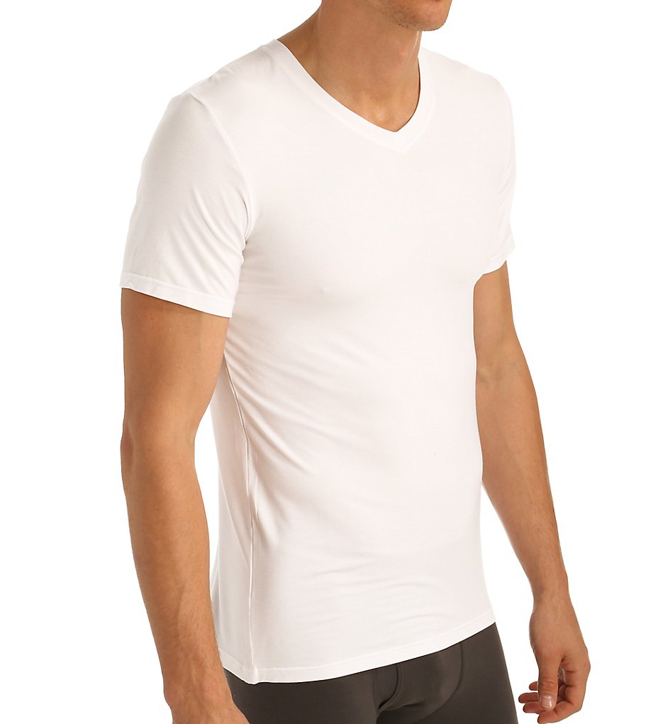 Obviously Y43611 Essence V-Neck Short Sleeve Undershirt (White)
