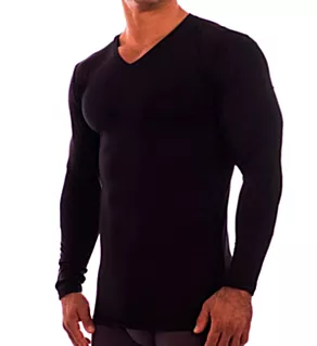 V Neck Long Sleeve Undershirt BLK XL