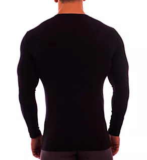 Deep V Neck Long Sleeve Undershirt BLK M