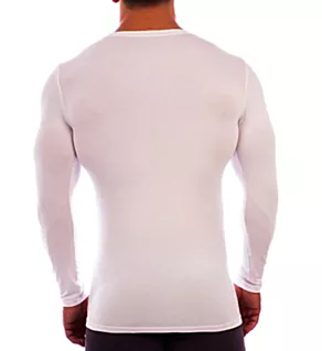 Deep V Neck Long Sleeve Undershirt WHT M