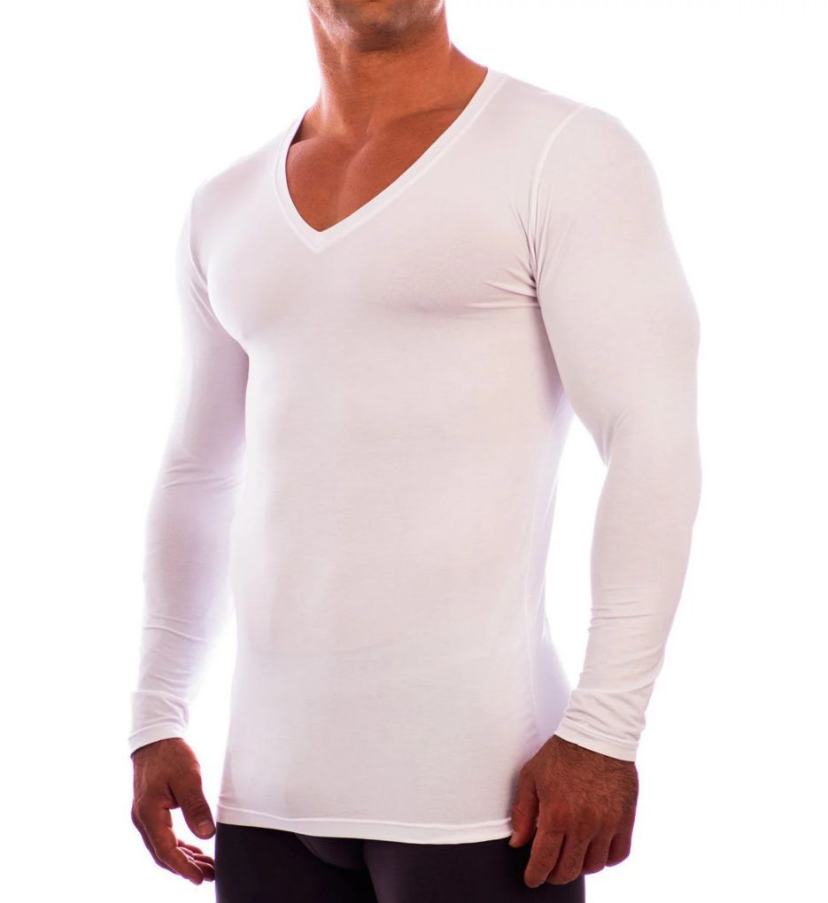 Deep V Neck Long Sleeve Undershirt-gs