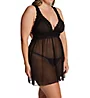 Oh La La Cheri Plus Nora Mesh and Lace Empire Babydoll with Thong 0789X - Image 1