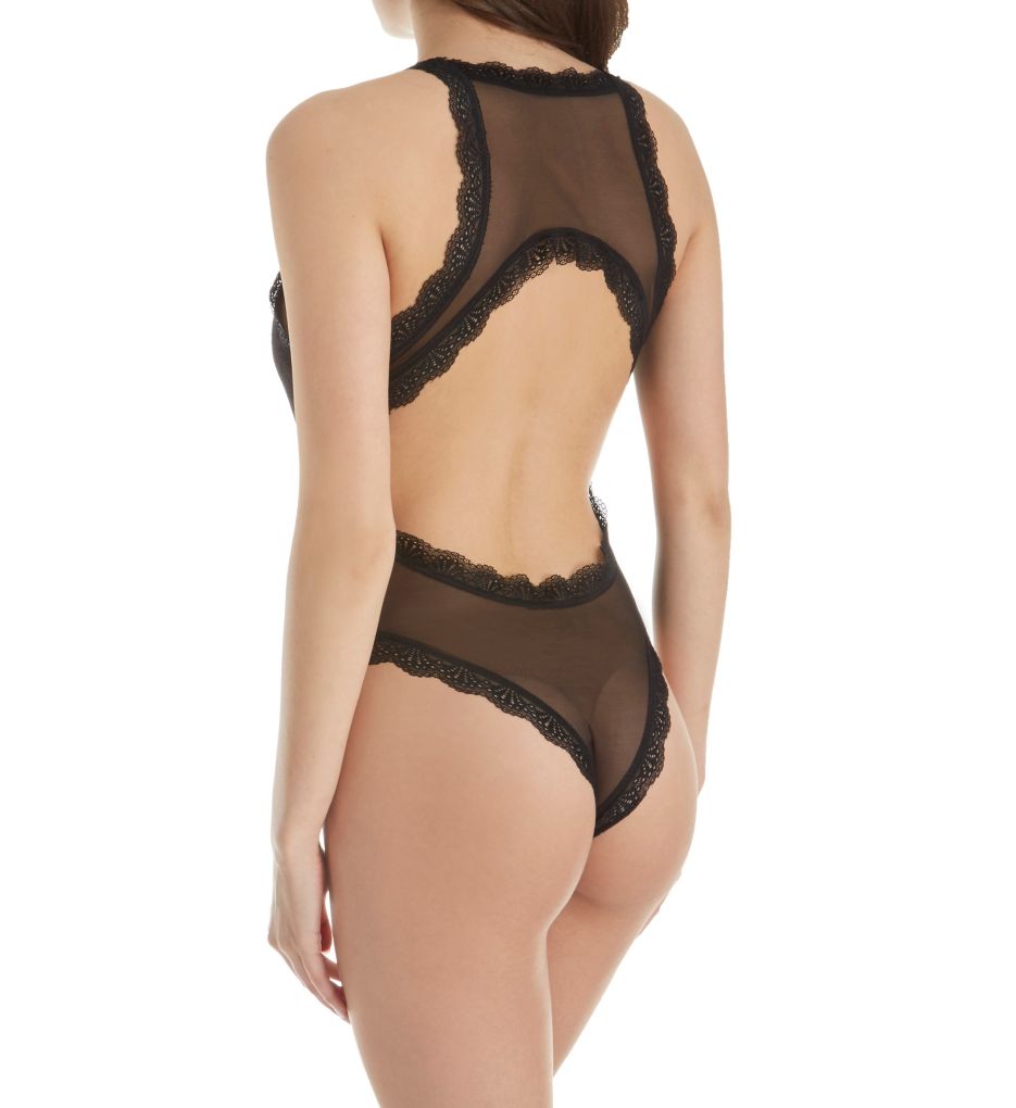 Amalie Crushed Velvet Teddy with Lace Up Neckline