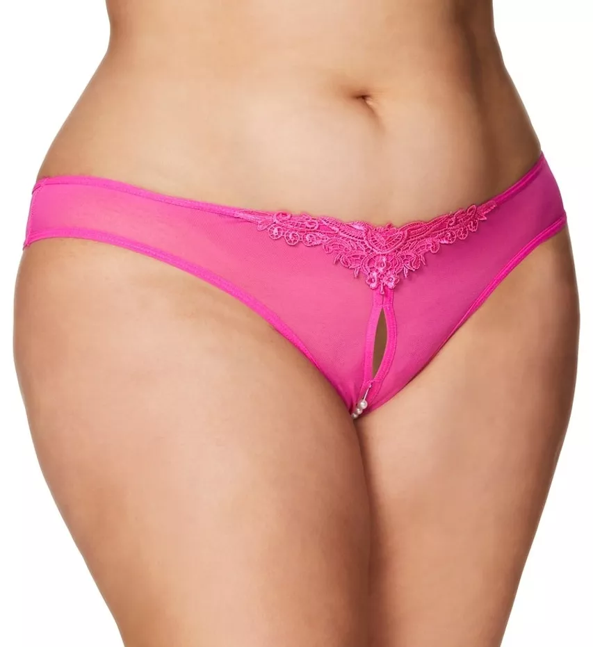 Plus Paradise Crotchless Pearl Thong Pink 3X