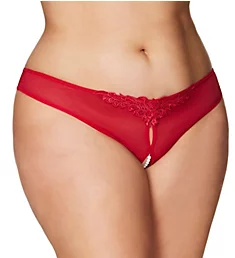 Plus Paradise Crotchless Pearl Thong Red 3X