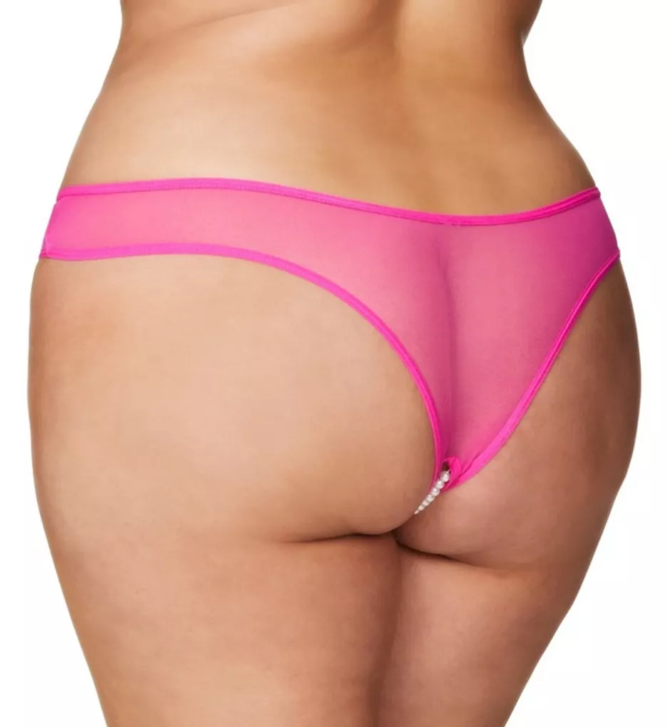 Plus Paradise Crotchless Pearl Thong Pink 3X