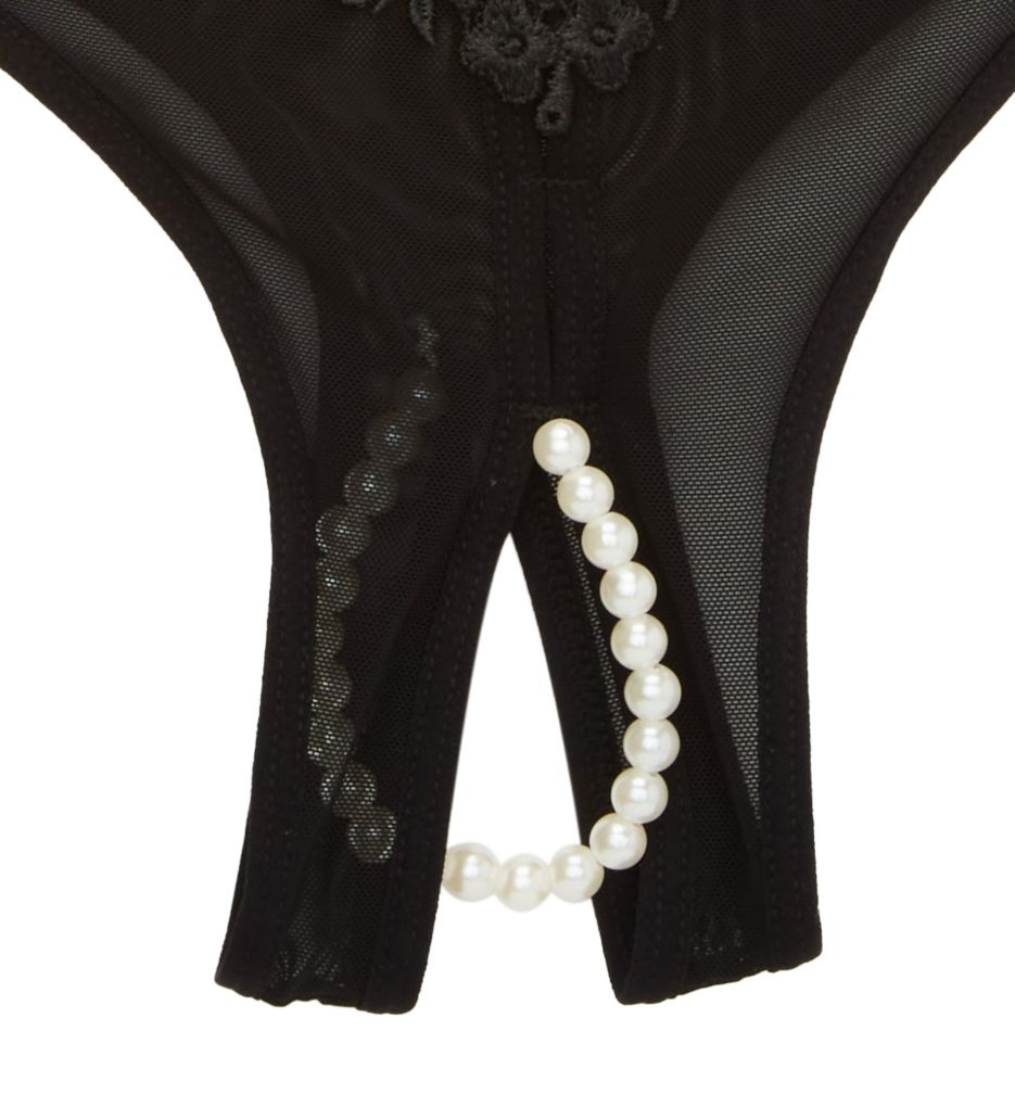 String of Pearls Cupless Bralette (1X-3X) in Black