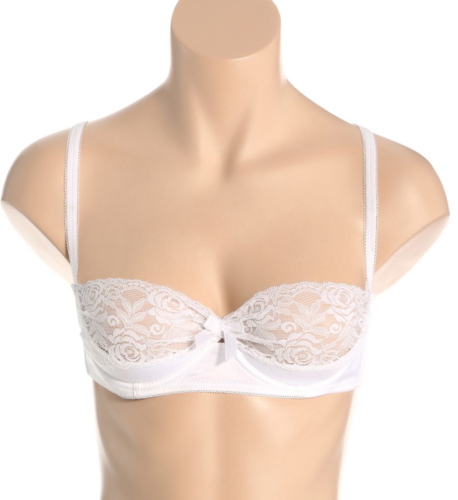 OH LA LA Cheri Raquel Lace Satin Black Blue Shelf Bra 3127 Large Peek A Boo  $19.99 - PicClick