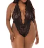 Oh La La Cheri Plus Size Alessa High Leg Scalloped Lace Teddy 521115X - Image 1