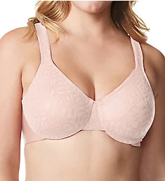 Lace Sheer Leaves Underwire Minimizer Bra Rosewater 36C