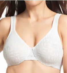 Lace Sheer Leaves Underwire Minimizer Bra White 36C