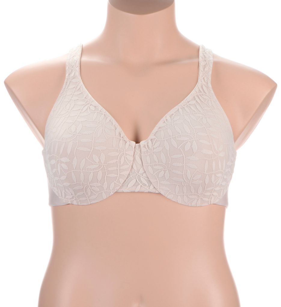 Women's Olga 35519 Lace Sheer Leaves Underwire Minimizer Bra