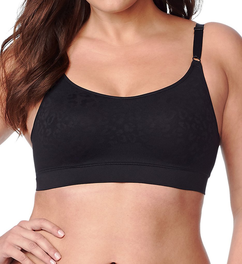 Olga GM9401A Easy Does It Jacquard Wirefree Contour Bralette (Black)
