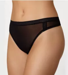 Mesh High Cut Thong Black 1X