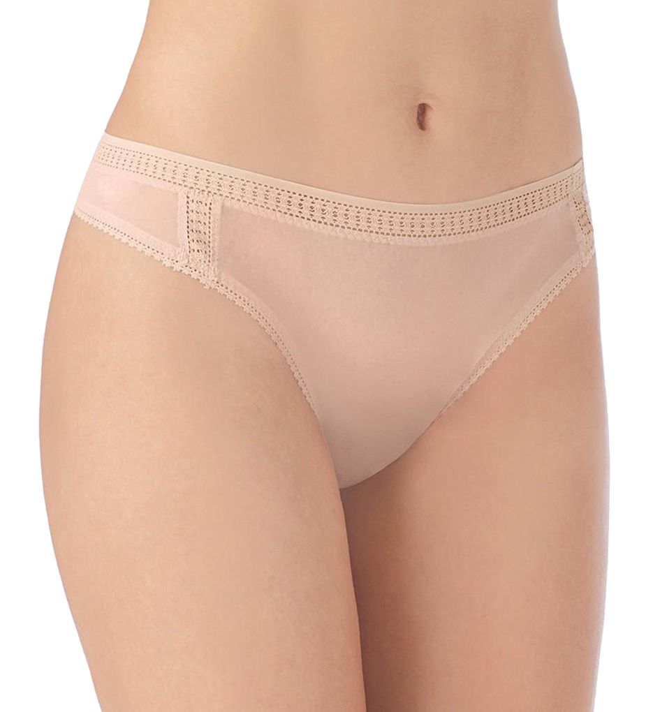OnGossamer Women's Mesh High Cut Thong Panty in Beige | Size XL | HerRoom.com