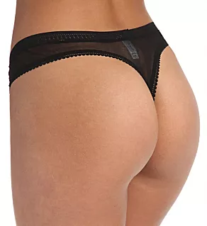 Mesh High Cut Thong Black S/M